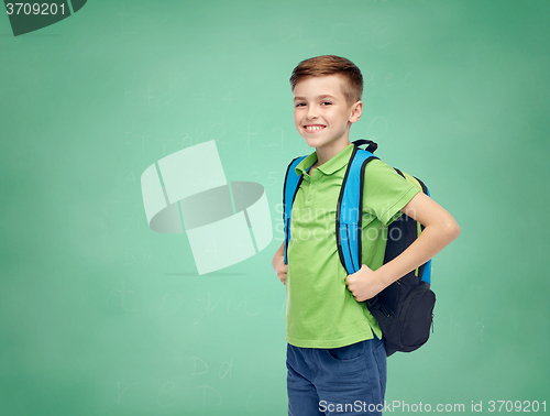 Image of happy student boy with school bag