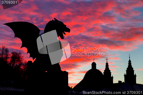 Image of Dragon bridge, Ljubljana, Slovenia, Europe.