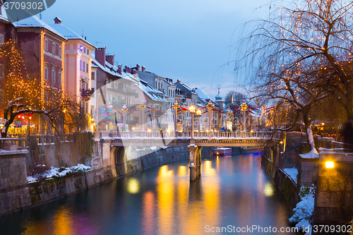 Image of Ljubljana in Christmas time. Slovenia, Europe. 