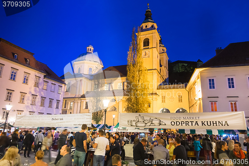 Image of Open kitchenfood market in Ljubljana, Slovenia.