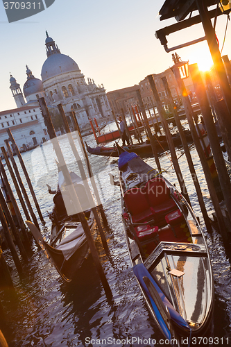 Image of Gondolas in Grand Canal of Vienice, Italy.