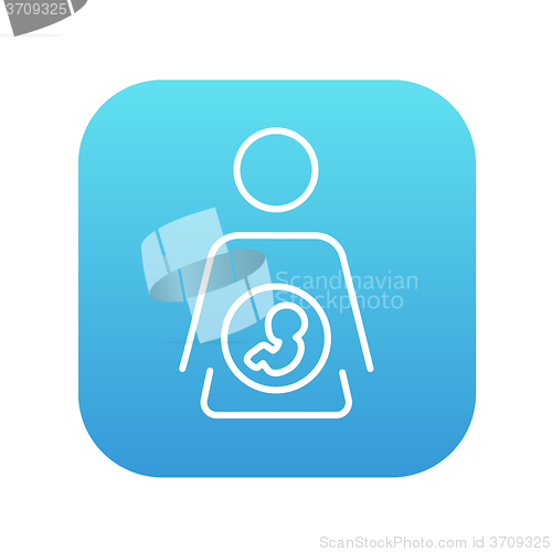 Image of Baby fetus in mother womb line icon.