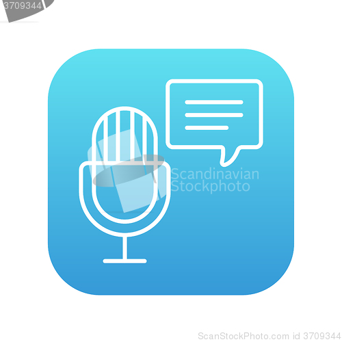 Image of Microphone with speech square line icon.