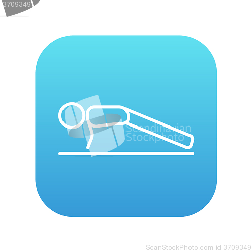 Image of Man making push ups line icon.