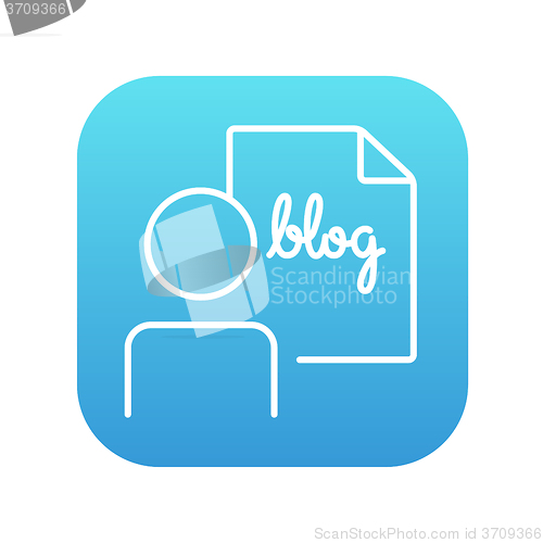 Image of Man and sheet with word blog line icon.