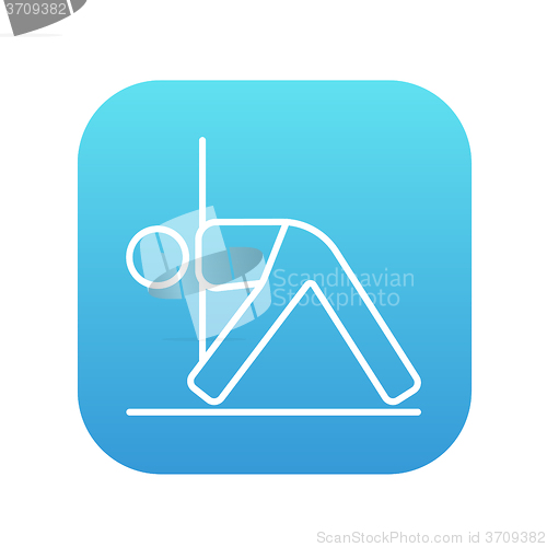 Image of Man practicing yoga line icon.