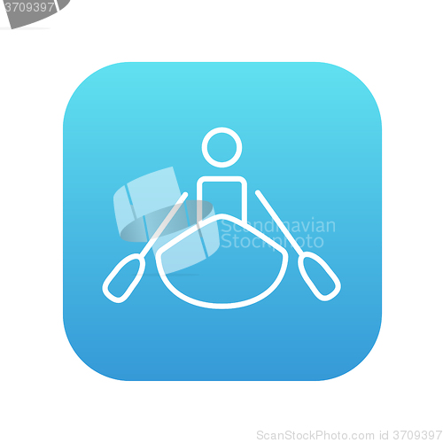 Image of Man kayaking line icon.