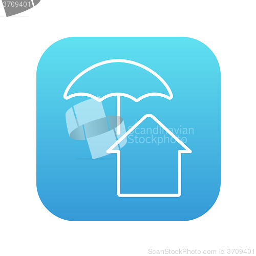 Image of House under umbrella line icon.