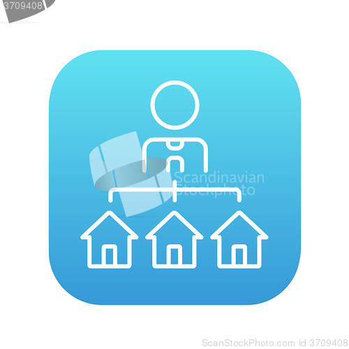 Image of Real estate agent with three houses line icon.