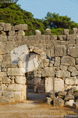 Image of  ruins stone and theatre in  antalya  arykanda turkey asia sky a