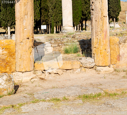 Image of history pamukkale    old construction in asia turkey the column 