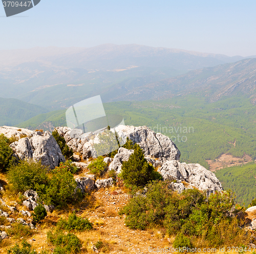 Image of  mountain bush  anatolia heritage ruins   from the hill in asia 