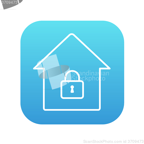 Image of House with closed lock line icon.