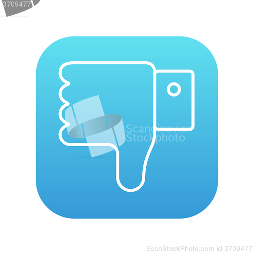 Image of Thumb down hand sign line icon.