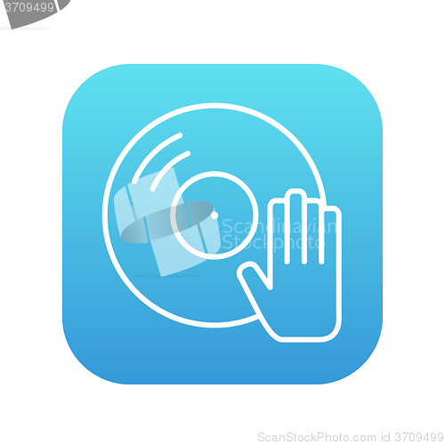 Image of Disc with dj hand line icon.