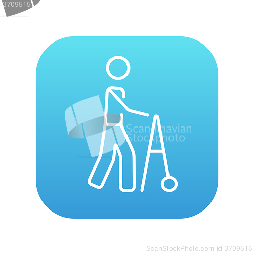 Image of Man with walker line icon.