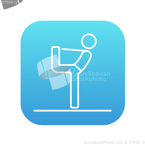 Image of Man practicing yoga line icon.