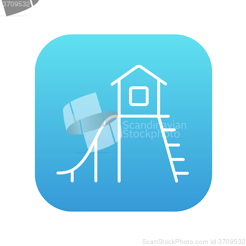 Image of Playhouse with slide line icon.