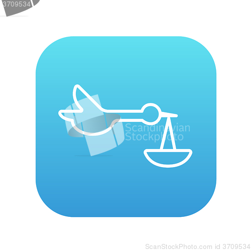 Image of Baby basket with stork line icon.