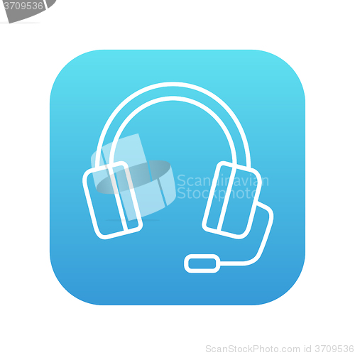 Image of Headphone with microphone line icon.