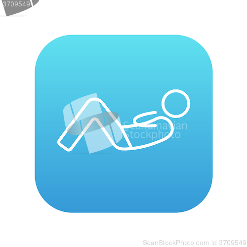 Image of Man doing abdominal crunches line icon.