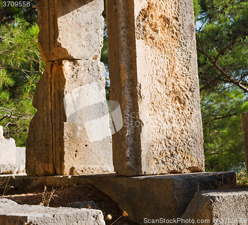 Image of  ruins stone and theatre in  antalya  arykanda turkey asia sky a