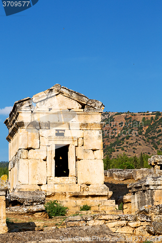 Image of and the  temple    old construction in column  