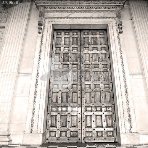 Image of door st paul cathedral in london england old construction and re