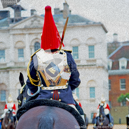 Image of in london england horse and cavalry for    the queen