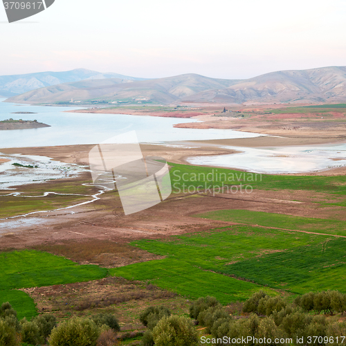 Image of pond and lake in the mountain morocco land 