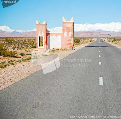 Image of gate   in todra gorge morocco africa and  village