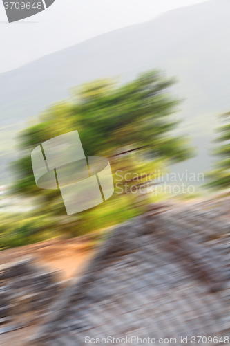 Image of  ruins stone and theatre in  antalya  blurred