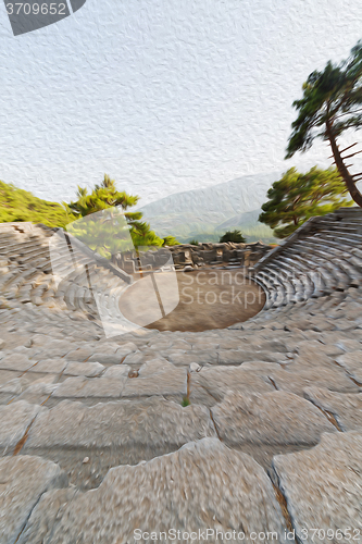 Image of  ruins stone and theatre in  antalya  arykanda turkey asia sky a