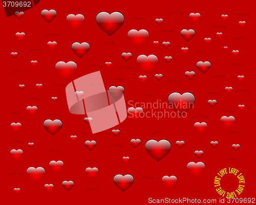 Image of hearts on a red background