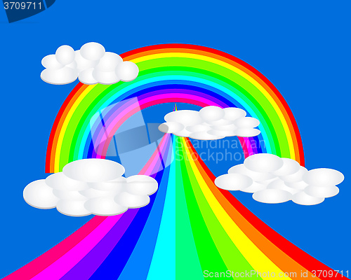 Image of rainbow with clouds bright colors