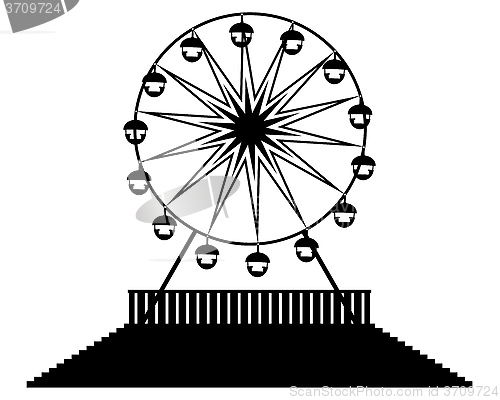 Image of silhouette Ferris wheels