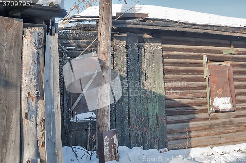 Image of Abandoned old house after fire in Tyumen. Russia