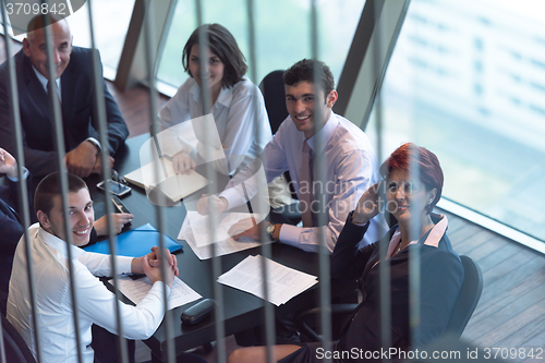 Image of top view of business people group on meeting