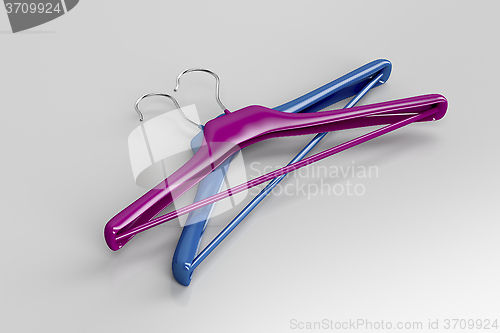 Image of Purple and blue hangers