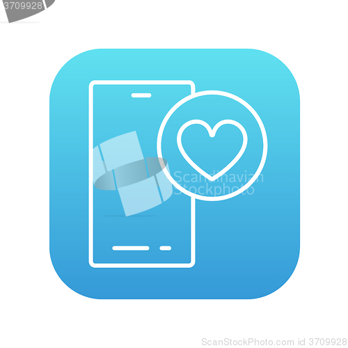 Image of Smartphone with heart sign line icon.