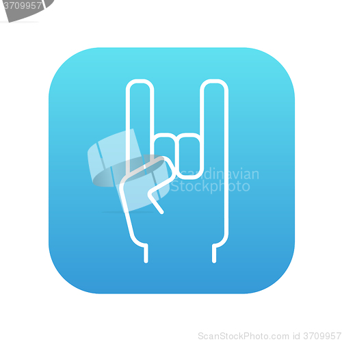 Image of Rock and roll hand sign line icon.