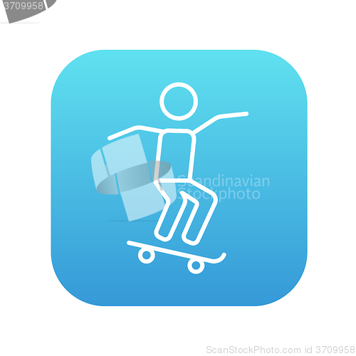 Image of Man riding on skateboard  line icon.