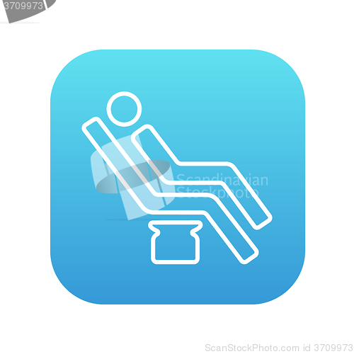 Image of Man sitting on dental chair line icon.