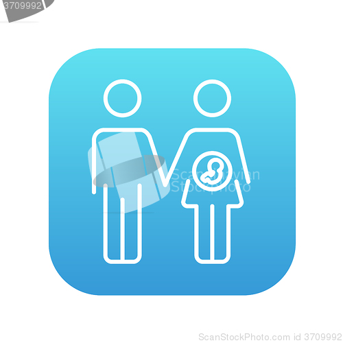 Image of Husband with pregnant wife line icon.