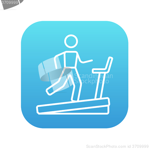 Image of Man running on treadmill line icon.