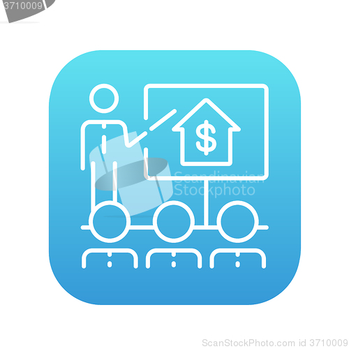 Image of Real estate training line icon.