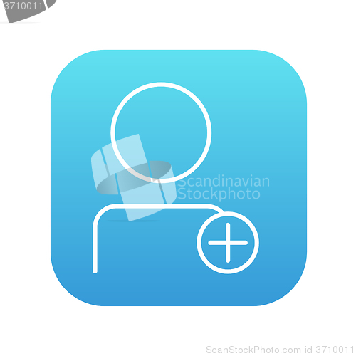 Image of User profile with plus sign line icon.