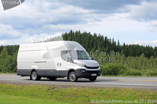 Image of New Iveco Daily Van on the Road in Summer