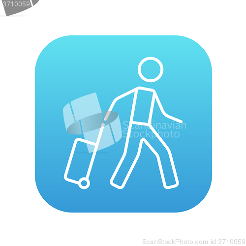 Image of Man with suitcase line icon.