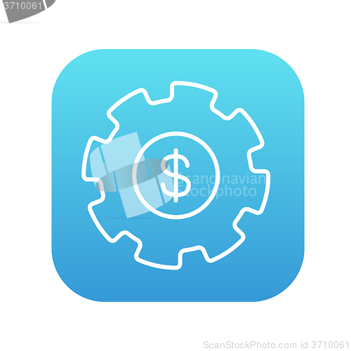 Image of Gear with dollar sign line icon.